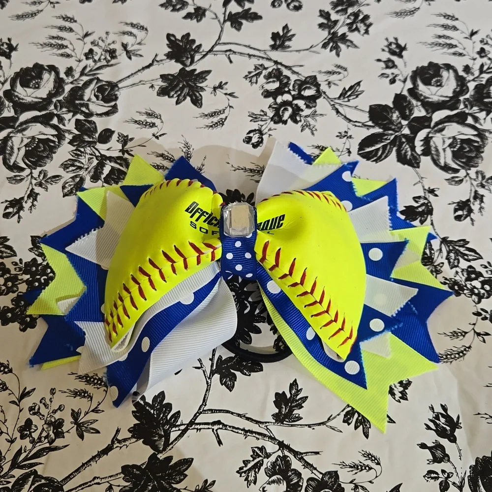 Softball bow ponytail b121